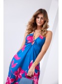 Maxi dress with cutouts and tied neckline, navy blue 110620 - Online store - Boutique